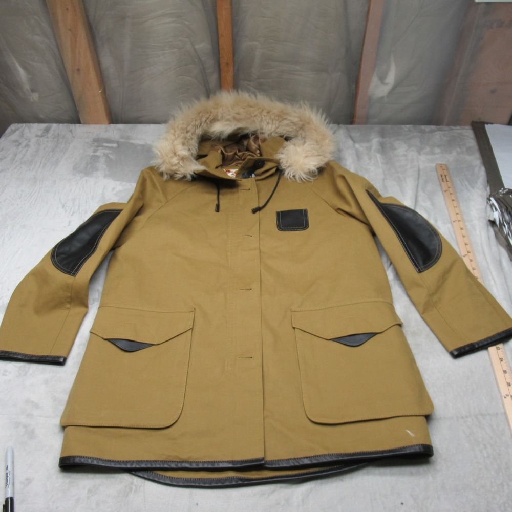 Coach Classic Parka Women 12 Tan‎ Shearling Italy Lamb Hood Removable Liner 3in1